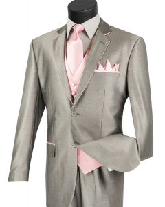 Vinci Men's 5 Piece Fashion Elegance Suit - Free Tie and Hanky