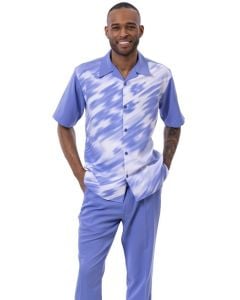 Blue Mens Leisure Suits Matching Sets for Men