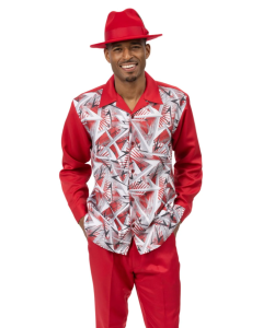 Red Montique Men's Sharp Geometric Design Walking Suit