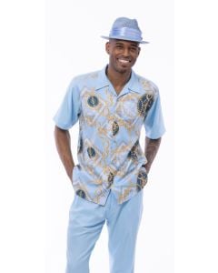 Light Blue Walking Suit Matching Sets for Men