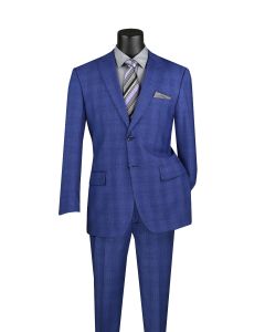 CCO Men's 2 Piece Wool Feel Executive Outlet Suit - Peak Lapel