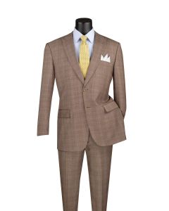 CCO Men's 2 Piece Wool Feel Executive Outlet Suit - Peak Lapel