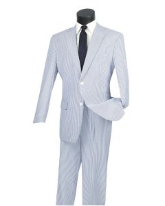 Vinci Men's 2 Piece Seersucker Suit - Stylish 100% Cotton