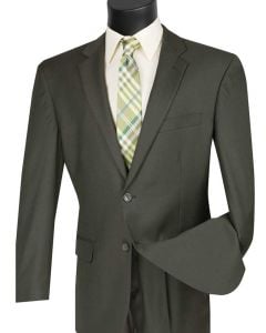 Vinci Men's 2 Piece Wool Feel Executive Suit - Stylish Solid