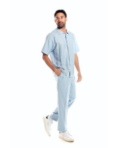 Silversilk Men's 2 Piece Short Sleeve Walking Suit - Textured Design