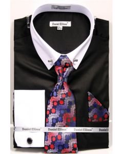 Daniel Ellissa Men's Outlet French Cuff Shirt Set - Collar Bar