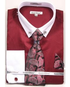 Daniel Ellissa Men's French Cuff Shirt Set - Fashion Collar Bar