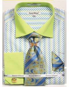 Daniel Ellissa Men's French Cuff Shirt Set - Colorful Weave Pattern