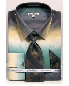 Daniel Ellissa Men's Outlet Convertible Cuff Shirt Set - Fashion Multicolor