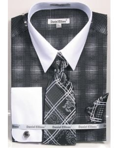 Daniel Ellissa Men's Outlet French Cuff Shirt Set - Silk Print