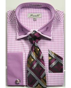 Fratello Men's Outlet French Cuff Dress Shirt Set - Double Collar