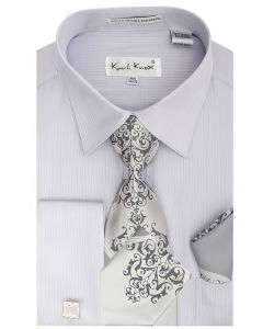 Karl Knox Men's French Cuff Shirt Set - Pinstripe Shirt