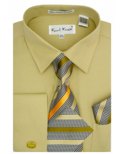 Karl Knox Men's French Cuff Shirt Set - Unique Striped Tie