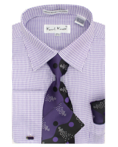 Karl Knox Men's French Cuff Shirt Set - Two Tone Wave