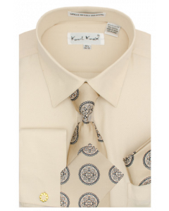 Karl Knox Men's French Cuff Shirt Set - Flower Pattern
