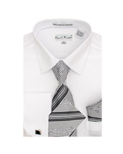 Karl Knox Men's French Cuff Shirt Set - Multi Style Stripes