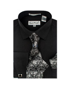 Karl Knox Men's French Cuff Shirt Set - Exciting Jacquard