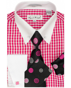 Karl Knox Men's French Cuff Shirt Set - Bullseye Polka Dot