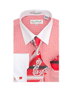 Karl Knox Men's French Cuff Shirt Set - Light Checker