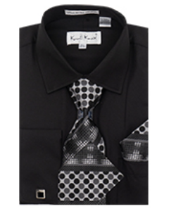 Karl Knox Men's French Cuff Shirt Set - Polka Dot
