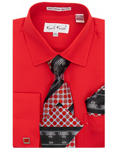 Karl Knox Men's French Cuff Shirt Set - Polka Dot