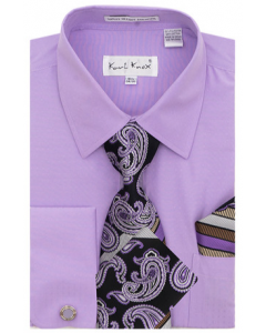 Karl Knox Men's French Cuff Shirt Set - Layered Patterns