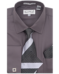 Karl Knox Men's French Cuff Shirt Set - Layered Stripes