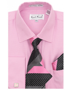 Karl Knox Men's French Cuff Shirt Set - Layered Stripes