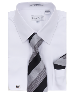 Karl Knox Men's French Cuff Shirt Set - Smooth Triple Stripe