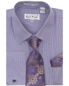 Karl Knox Men's French Cuff Shirt Set - Thin Stripes