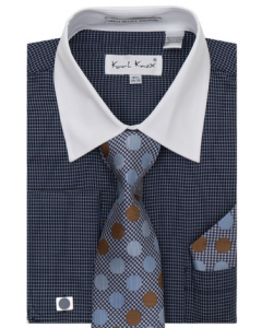 Karl Knox Men's French Cuff Shirt Set - Polkadot