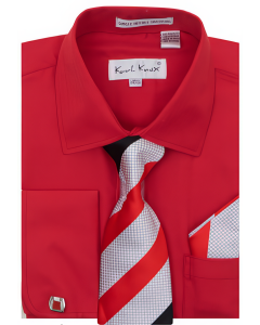 Karl Knox Men's French Cuff Shirt Set - Bold Stripes