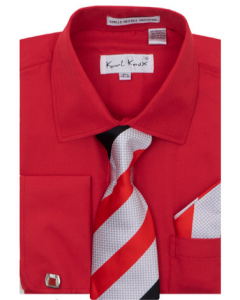 Karl Knox Men's French Cuff Shirt Set - Bold Stripes