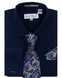 Karl Knox Men's French Cuff Shirt Set - Two Tone Stripes