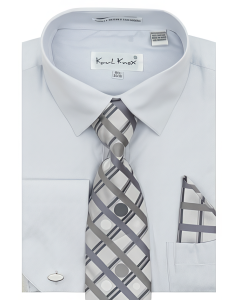 Karl Knox Men's French Cuff Shirt Set - Bold Windowpane