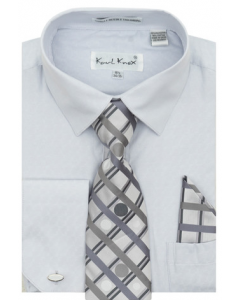 Karl Knox Men's French Cuff Shirt Set - Bold Windowpane