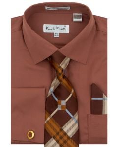 Karl Knox Men's French Cuff Shirt Set - Stylish Plaid