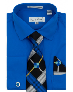 Karl Knox Men's French Cuff Shirt Set - Stylish Plaid