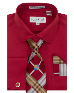 Karl Knox Men's French Cuff Shirt Set - Stylish Plaid