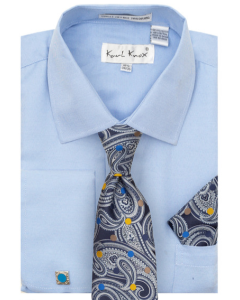 Karl Knox Men's French Cuff Shirt Set - Bold Jacquard