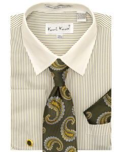 Karl Knox Men's French Cuff Shirt Set - Floral Jacquard