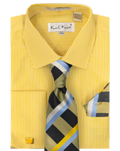 Karl Knox Men's French Cuff Shirt Set - Vibrant Stripes