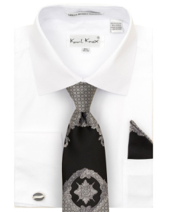 Karl Knox Men's French Cuff Shirt Set - Fashion Two Tone