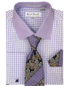 Karl Knox Men's French Cuff Shirt Set - Jacquard Dot