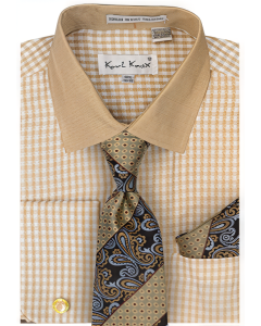 Karl Knox Men's French Cuff Shirt Set - Jacquard Dot