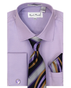 Karl Knox Men's French Cuff Shirt Set - Smooth Stripes