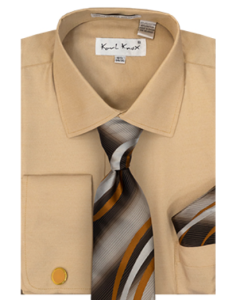 Karl Knox Men's French Cuff Shirt Set - Smooth Stripes