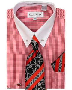 Karl Knox Men's French Cuff Shirt Set - Patterned Stripes
