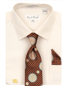 Karl Knox Men's French Cuff Shirt Set - Checker-Dot Tie