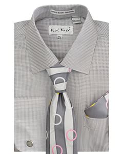 Silver Grey Men's Shirts French Cuff Shirts Tie and Hankies